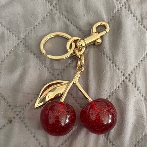 Gold and Red Cherry Keychain